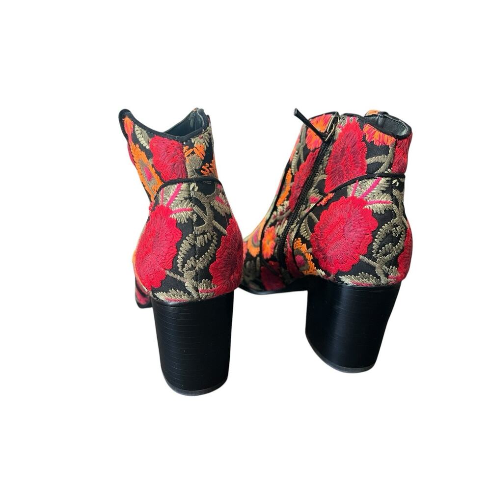 Crown Vintage Frankie boho embroidered peep toe block heel bootie size 8.5M - Picture 4 of 6
